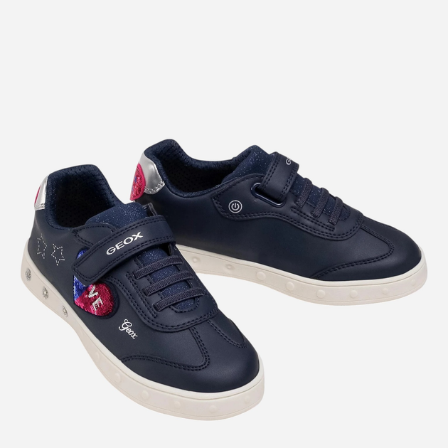 Sneakersy dziecięce dla dziewczynki świecące Geox J158WI000BC-C4002 29 Granatowe (8050036053817) - obraz 3