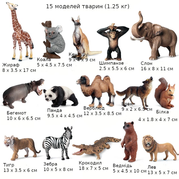 Набір фігурок Obetty Африканські тварини 15 шт (107-244) - Фото 3 Набір фігурок Obetty Африканські тварини 15 шт (107-244) - зображення 3