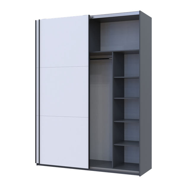 Шкаф купе Doros G-Caiser Графит/Белый 2 ДСП / 3 части 180х60х240 (44900262) - Фото 2 Шкаф купе Doros G-Caiser Графит/Белый 2 ДСП / 3 части 180х60х240 (44900262) - изображение 2