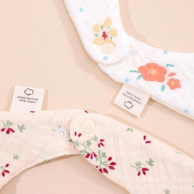 Комплект мусліновых 6-шарових нагрудників "Flower Charm" для малюків з народження до 2х років (5 шт) (BC1062) - Фото 4 Комплект мусліновых 6-шарових нагрудників "Flower Charm" для малюків з народження до 2х років (5 шт) (BC1062) - зображення 4