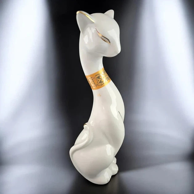 Статуэтка Кошка керамическая белая 27,5х7,5х9 см (36003A) - изображение 3
