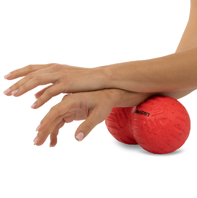М'яч масажний подвійний для МФР та самомасажу Duoball LivePRO Peanut massage ball LP8509 ø19,4см червоний - зображення 7