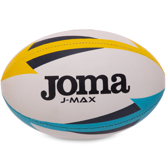 М'яч для регбі ручне зшивання Joma J-MAX 400680-209 (гума, поліестер, бавовна, №3, біло-жовто-синій) - изображение 3