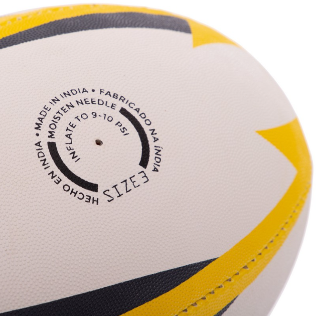 М'яч для регбі ручне зшивання Joma J-MAX 400680-209 (гума, поліестер, бавовна, №3, біло-жовто-синій) - изображение 7