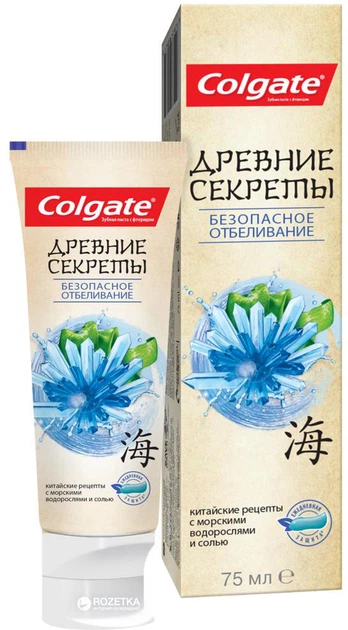 Зубная паста Colgate Древние секреты безопасное отбеливание с морскими водорослями и солью 75 мл (6920354818639) - Фото 2 Зубная паста Colgate Древние секреты безопасное отбеливание с морскими водорослями и солью 75 мл (6920354818639) - изображение 2