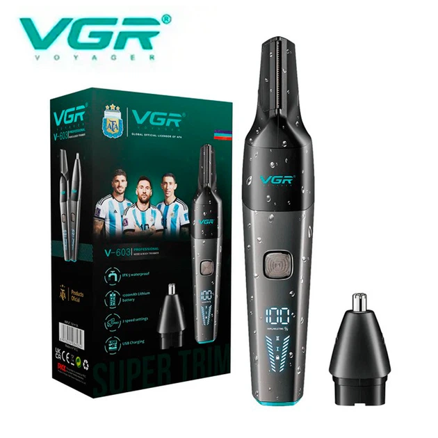 Аккумуляторный триммер для бровей, носа и ушей с USB и LED-дисплеем VGR V-603 Pro Черный - изображение 4