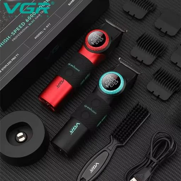 Аккумуляторный триммер для стрижки бороды и усов с USB и LED-дисплеем VGR V-977 Pro Черный + Масло - изображение 7