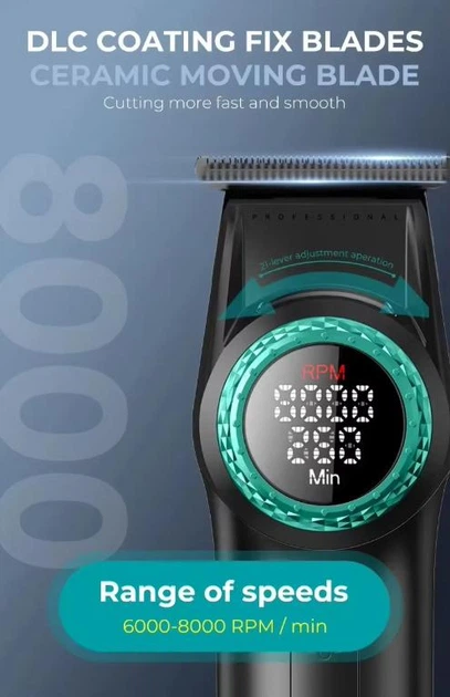 Аккумуляторный триммер для стрижки бороды и усов с USB и LED-дисплеем VGR V-977 Pro Черный + Масло - изображение 9