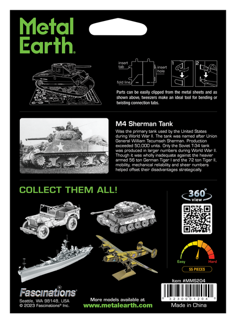 Металлический 3D конструктор "Танк Sherman", Metal Earth, MMS204 - изображение 8