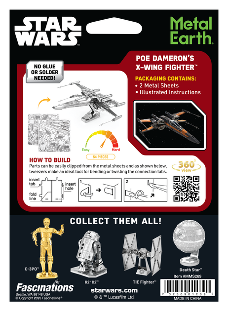 Металевий 3D конструктор "Винищувач Star Wars Poe Dameron's Fighter" - зображення 8