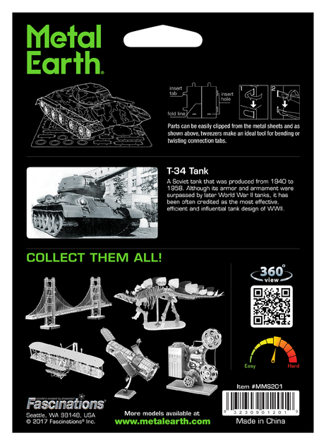 Металлический 3D конструктор "Танк Т-34", Metal Earth, MMS201 - Фото 8 Металлический 3D конструктор "Танк Т-34", Metal Earth, MMS201 - изображение 8