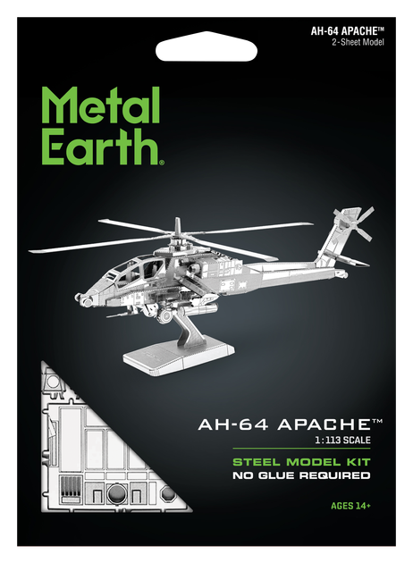 Metalowy 3D konstruktor Fascinations Metal Earth Śmigłowiec szturmowy AH-64 Apache MMS083 (32309010831) - obraz 7