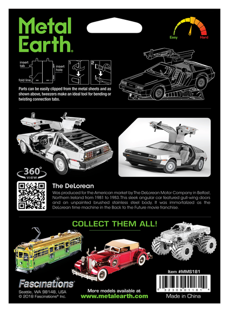 Металлический 3D конструктор Metal Earth "Машина времени DeLorean" из фильма "Назад в будущее" (MMS181) - изображение 10