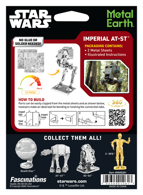 Металевий 3D конструктор "Star Wars Бойова машина (імперський крокохід) AT-ST", Metal Earth, MMS261 - зображення 8