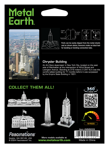Металлический 3D конструктор "Небоскреб Chrysler Building", Metal Earth, MMS009 - изображение 8