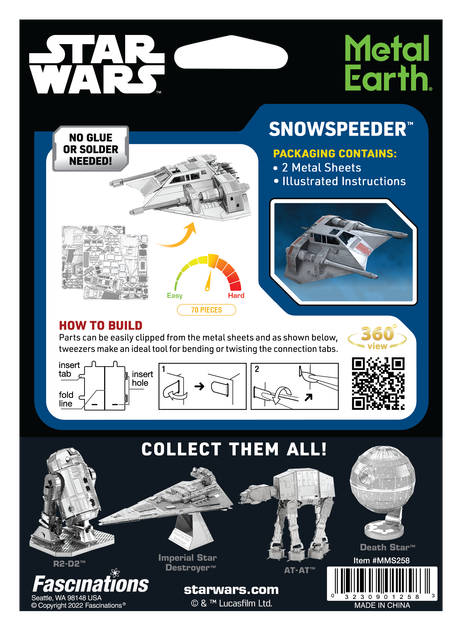 Металлический 3D конструктор "Космический корабль Star Wars Snowspeeder", Metal Earth, MMS258 - Фото 8 Металлический 3D конструктор "Космический корабль Star Wars Snowspeeder", Metal Earth, MMS258 - изображение 8