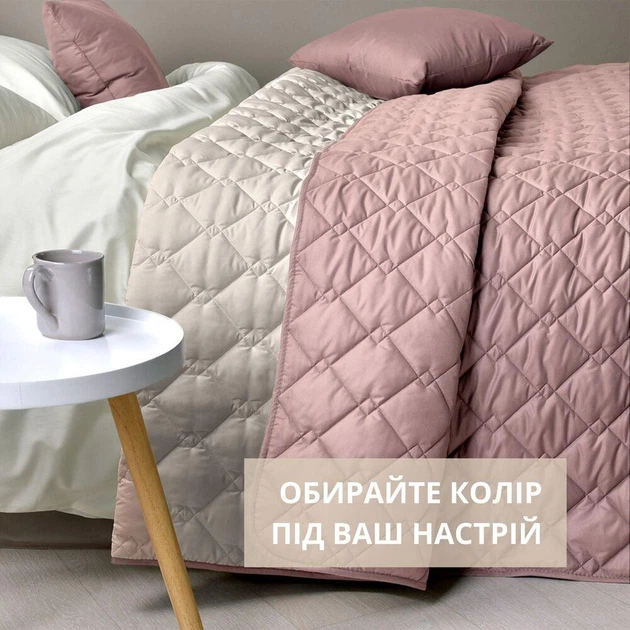 Покрывало 140х210 см IDEIA стеганое двухстороннее качественная стежка микрофибра пудра серое на кровать диван - изображение 3