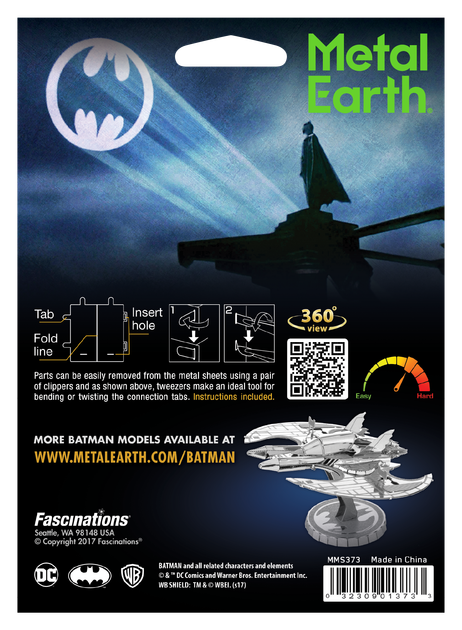 Металлический 3D конструктор "Боевой автомобиль Batman 1989 Batwing", Metal Earth, MMS373 - Фото 8 Металлический 3D конструктор "Боевой автомобиль Batman 1989 Batwing", Metal Earth, MMS373 - изображение 8