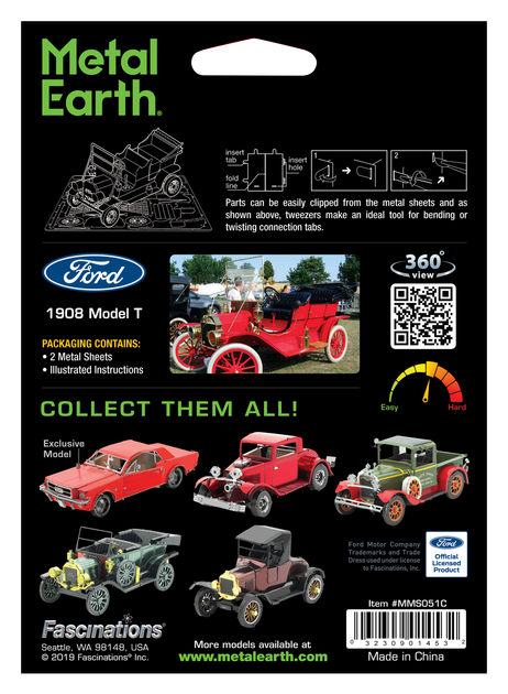 Металлический 3D конструктор "1908 Ford Model T, Красный/Золото", Metal Earth, MMS051C - изображение 8