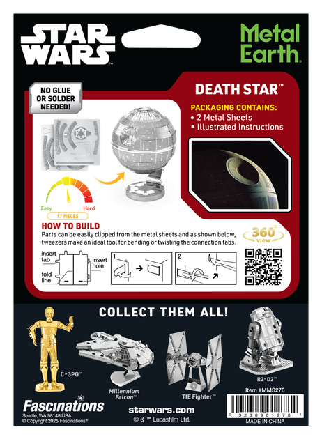 Металевий 3D конструктор "Star Wars Зірка смерті", Metal Earth, MMS278 - Фото 8 Металевий 3D конструктор "Star Wars Зірка смерті", Metal Earth, MMS278 - зображення 8