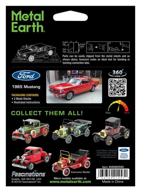 Металлический 3D конструктор Metal Earth "1965 Ford Mustang Coupe Red" (MMS056C) - Фото 10 Металлический 3D конструктор Metal Earth "1965 Ford Mustang Coupe Red" (MMS056C) - изображение 10