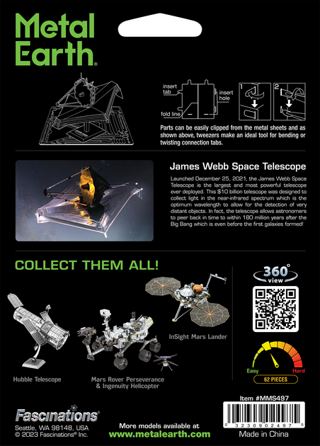Металлический 3D конструктор "Космический телескоп "Джеймс Уэ́бб"", Metal Earth, MMS497 - изображение 8