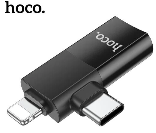 Переходник HOCO UA17 2 в 1 Lightning /TYPE-C ->OTG (USB 2.0) адаптер для подключения флешки к телефону Черный - изображение 15