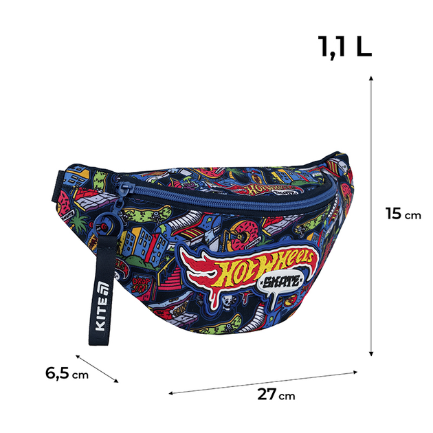 Сумка-бананка дитяча Kite Kids Hot Wheels 27x15x6.5 см Чорна (HW25-2577) - зображення 2