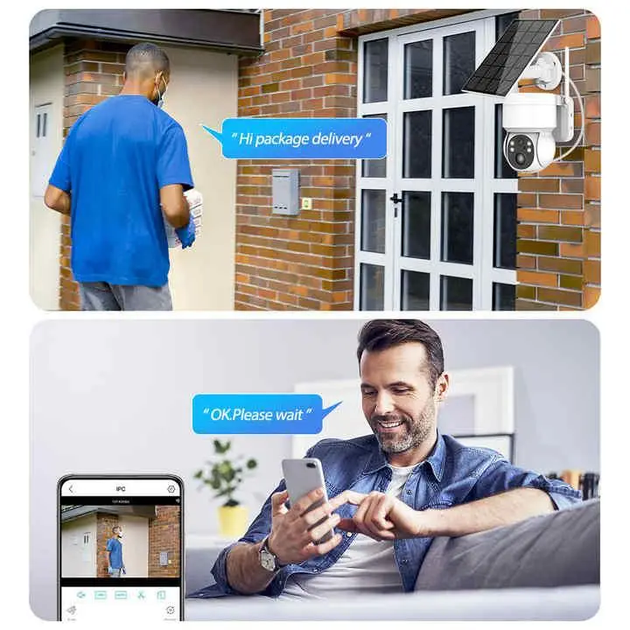IP автономная уличная беспроводная WiFi поворотная камера наружного наблюдения 4G от сим-карты 6Мп с солнечной панелью и удаленным доступом iCSee UKC TQ1-GK4-6MP - изображение 8