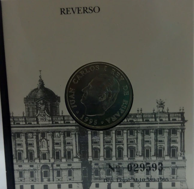 Монета Испания 2000 песет 1995 Серебро UNC Председательство в ЕС (Ag 925, 18 грамм) - изображение 2
