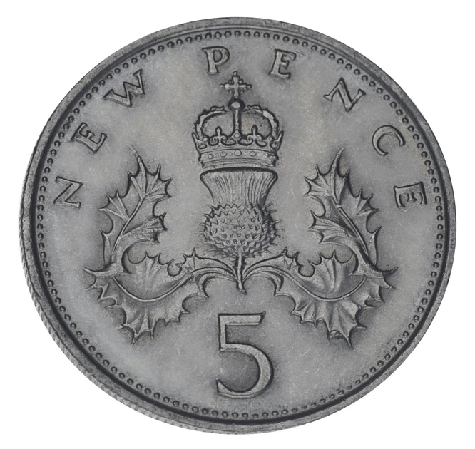 Монета Великобритания 5 пенсов 1970 F-VF - изображение 2