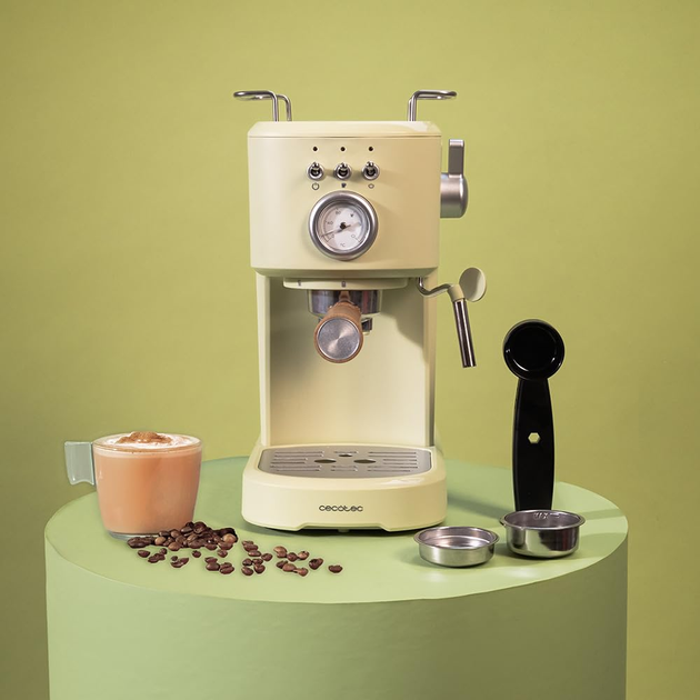 Ekspres do kawy kolbowy Cecotec Power Espresso 20 Retro Zielony - obraz 5