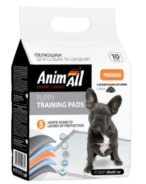 Пеленки с активированным углём AnimAll Puppy Training Pads для собак и щенков, 60 х 60 см, 10 штук - изображение 3