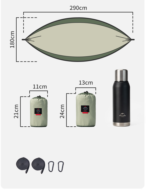 Гамак одинарний Naturehike NH21DC011 Оливковий (6927595713600) - зображення 6