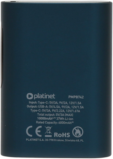 УМБ Platinet 10000 mAh SCP 22.5W Blue (PMPB742BL) - зображення 10