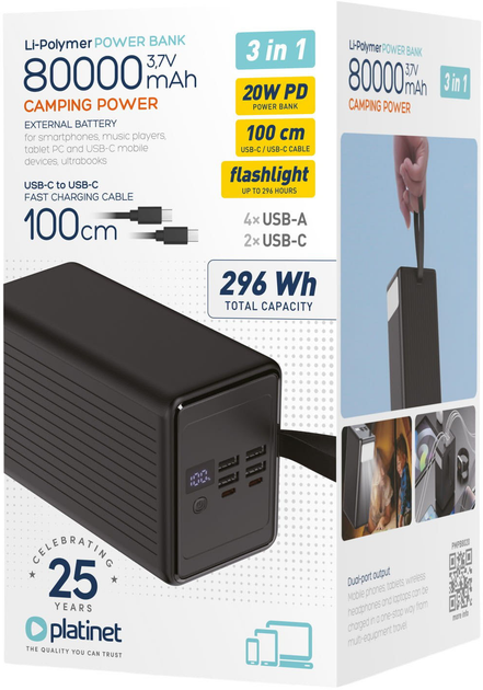 УМБ Platinet 80000 mAh 20W Black (PMPB8020) - зображення 5
