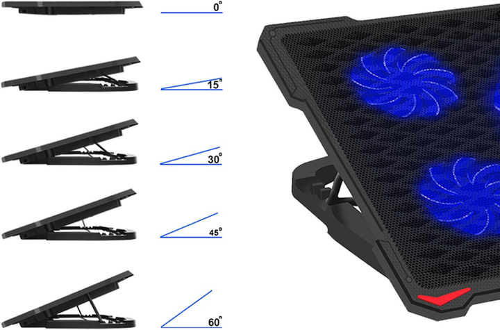 Підставка для ноутбука Platinet Laptop Cooler Pad 5 Fans Black (PLCP5FB) - зображення 6