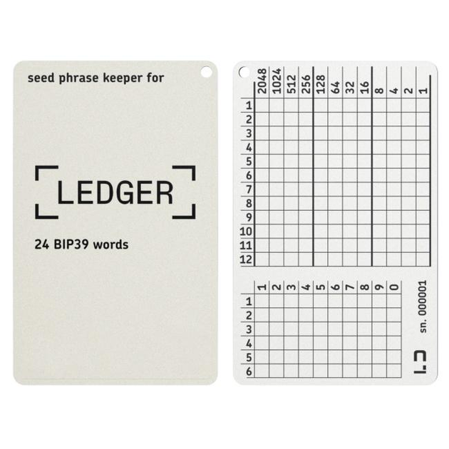 Мнемонический планшет Lapua Dev Seed phrase keeper 12 BIP39 + 6 PIN for Ledger (LL12+6pinBIP39) - изображение 1