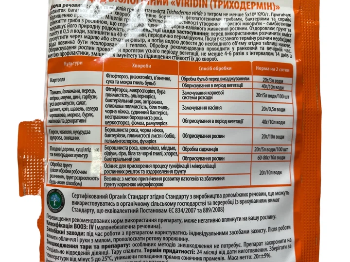 Вірідін (Viridin) Триходермін 20г/1-2сот Фунгіцид БІОлогічний, ЕНЗИМ - изображение 3