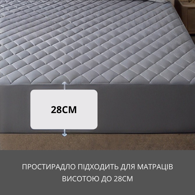 Простыня хлопковая водонепроницаемая на резинке 200×220 см черная 200х220 см (FS_200_220_Black) - изображение 3