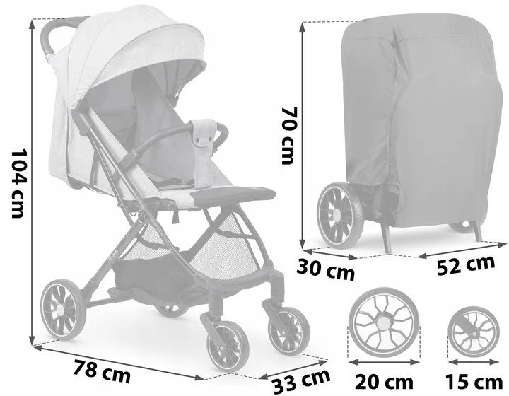 Прогулочная складня коляска с регулируемой спинкой Nukido Paseo Grey - изображение 5