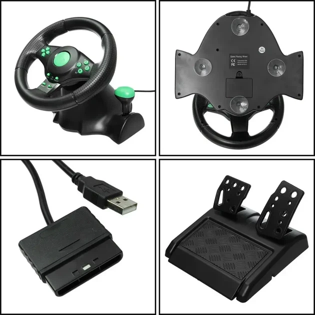 Ігровий мультимедійний універсальний кермо 3в1 PS3/PS2/PC Usb з педалями газу та гальма Геймерське кермо - зображення 7