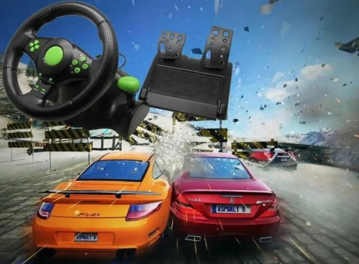 Ігровий мультимедійний універсальний кермо 3в1 PS3/PS2/PC Usb з педалями газу та гальма Геймерське кермо - зображення 8