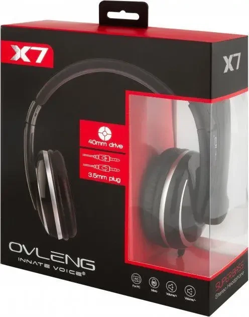 Игровые наушники Ovleng X7 накладные для игр с проводным подключением с микрофоном черные Игровая аудиогарнитура - изображение 3