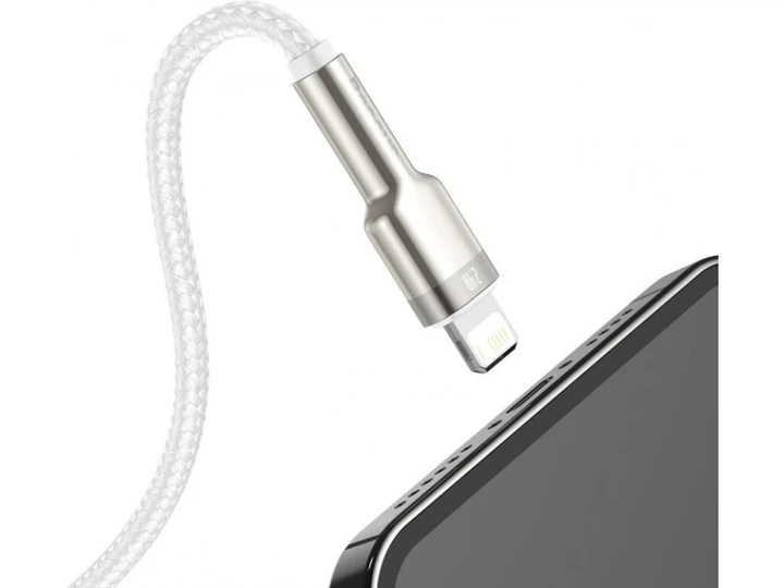 Кабель BASEUS USB Cable to Lightning Cafule Metal 2.4A 1m White (CALJK-A02) - зображення 4