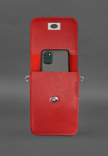 Сумка для телефона с тремя отделениями, кожаная, красная(BB_30004768) - изображение 6