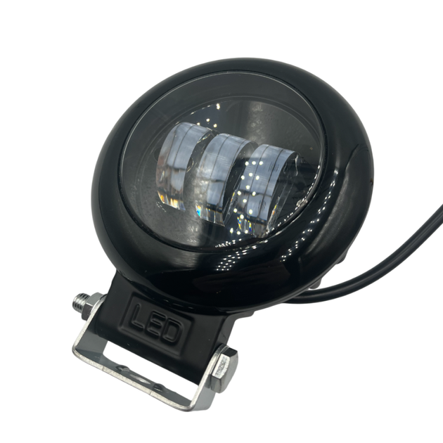 Дополнительная светодиодная LED лед фара круглая 35W на 3 линзы с чёткой СТГ белый + жёлтый свет (2шт) - изображение 3