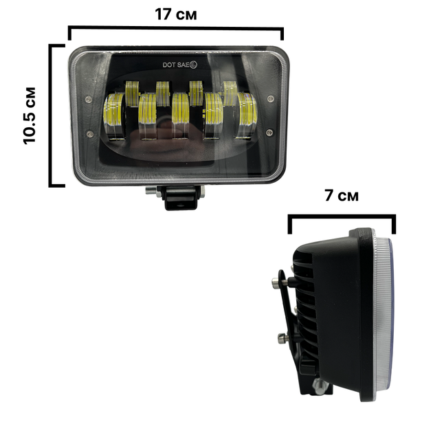 Додаткова світлодіодна LED лед фара 50W на 9 лінз із чіткою СТГ з функцією ближнього далекого світла (1шт) - зображення 2