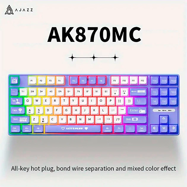 Клавиатура AJAZZ AK870 / MX RED / Механическая / Type-C / RGB
