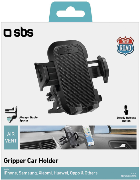 Автотримач для телефона SBS Gripper Car Holder Black (TEHWSUPCLIPSTG) - зображення 5